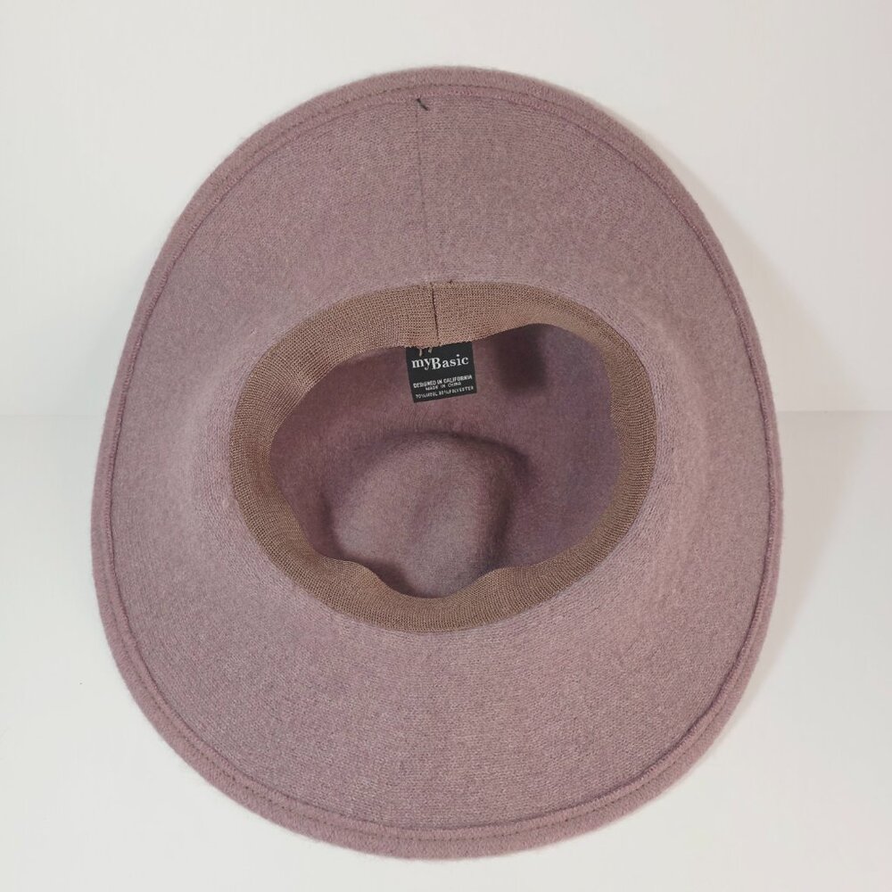 Blush Pink Wide Brim Wool Felt Hat | Boho Rancher Style by myBasic - Picture 6 of 7